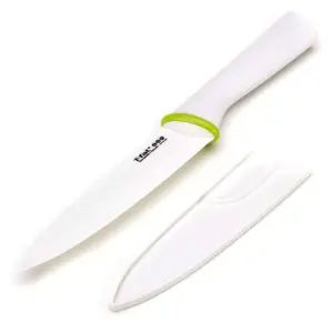 T-Fal Zen 84211 Ergonomic Sharp Ceramic 6 Inch Kitchen Chefs Santoku Knife with Protective Sheath and Ergonomic Grip, White (2 Pack)