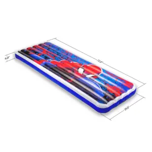 Living iQ Inflatable Jr Twin Portable Small Travel Size Kids Toddler Sleeping Air Bed Mattress, Marvel Spiderman