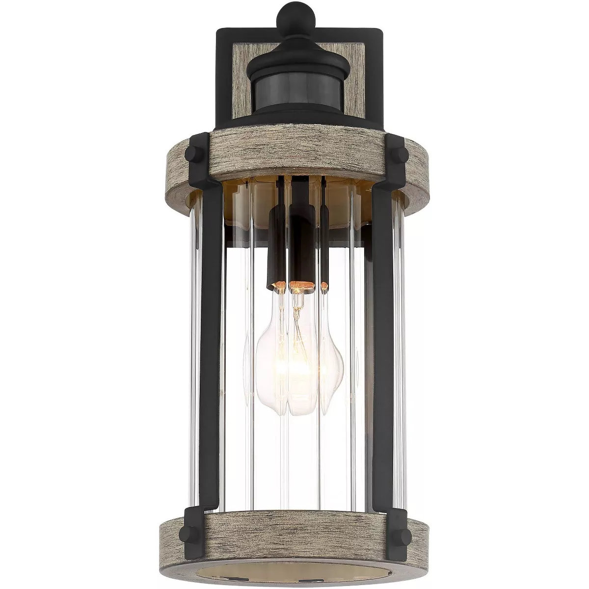 John Timberland Rustic Outdoor Wall Light Fixture Wood Black 15 1/2