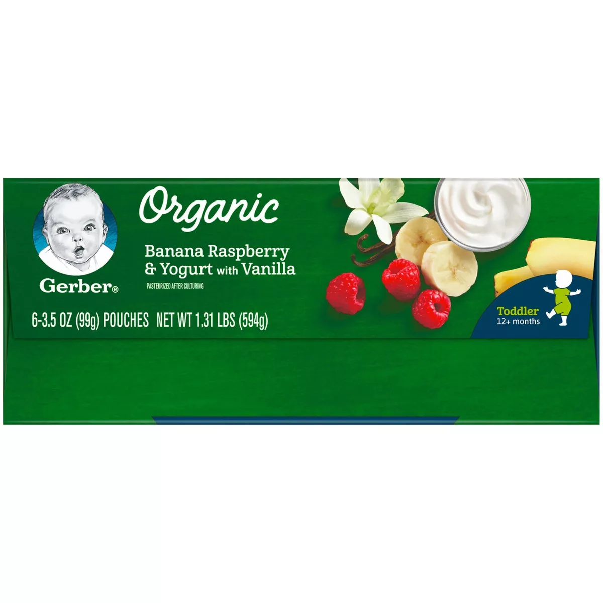 Gerber Organic Toddler Banana Raspberry & Yogurt with Vanilla Baby Food Pouch - 3.5oz