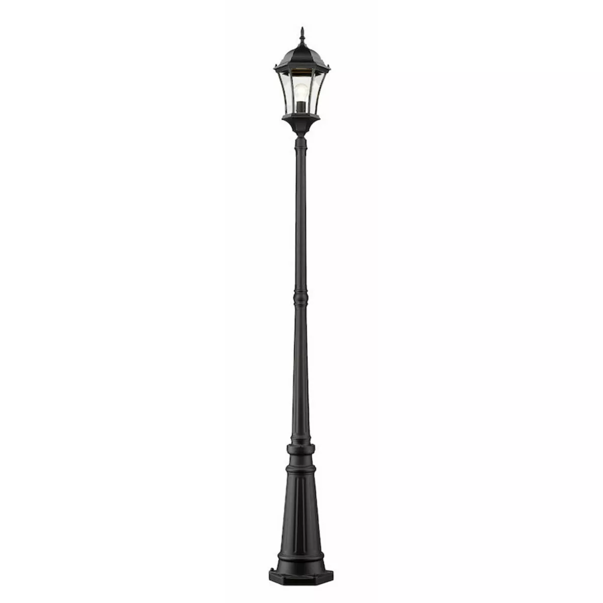1 Light Classic Outdoor Lamp Post with Beveled Glass Shade Black - Aurora Lighting