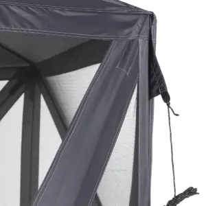 SlumberTrek Flexion Lightweight Outdoor 6 Sided Pop Up Gazebo Canopy Shelter with Mesh Screen Netting, Gray