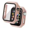 Insten Case Compatible with Apple Watch 44mm Series SE 6 5 4, Matte Hard Cover, Built in Tempered Glass Screen Protector, Full Protection, Pink