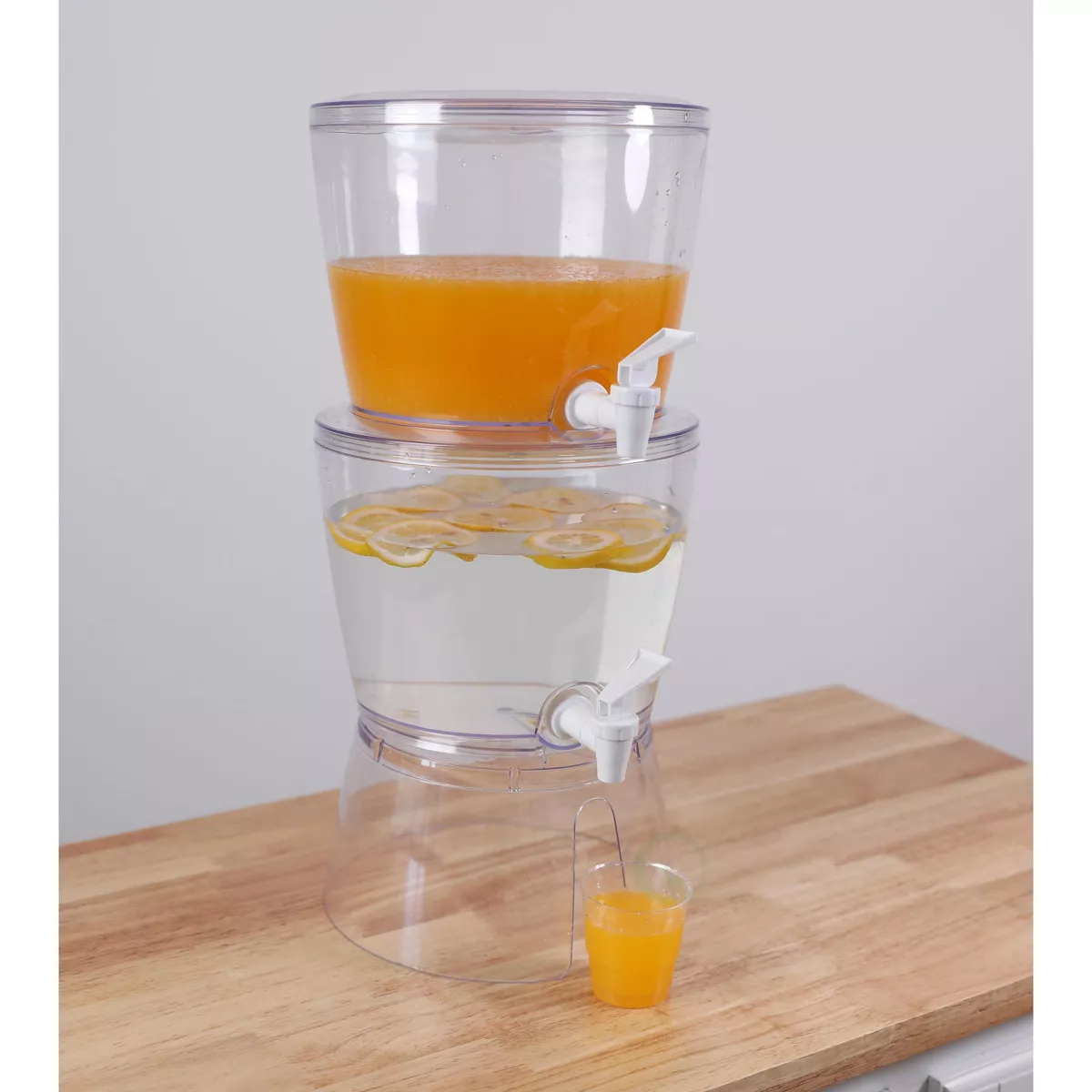 Basicwise Stackable Juice and Water Beverage Dispensers with Stand, 2.8 Gallon