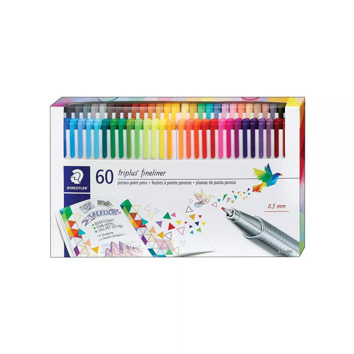 60pk Porous Point Pens Triplus Fineliner Multiple Colored Ink - Staedtler