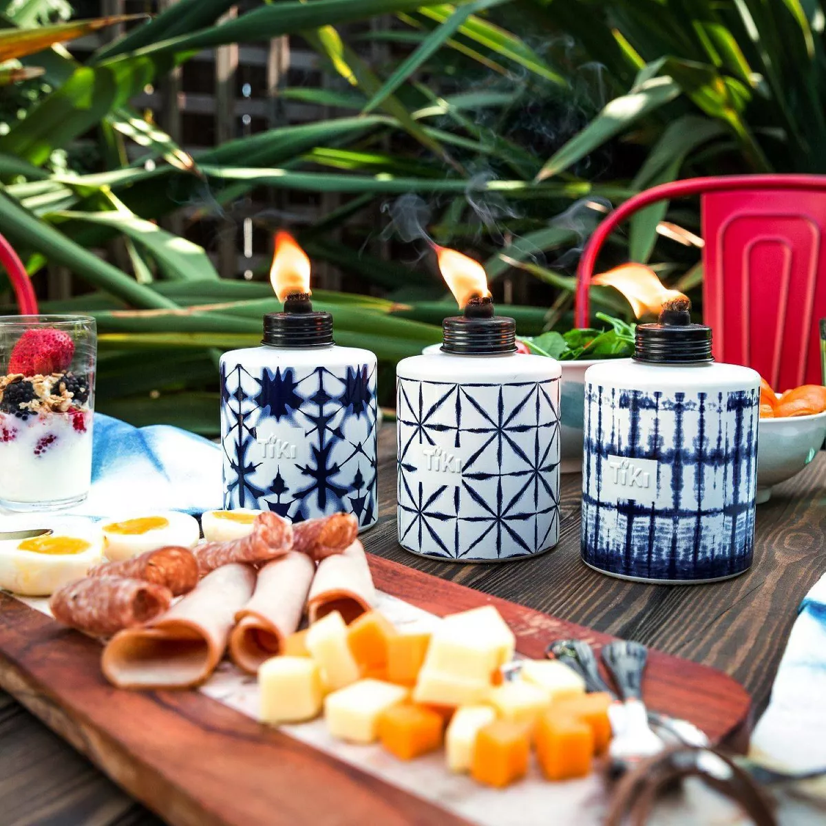 Tie Dye Tabletop Glass Outdoor Torch - TIKI