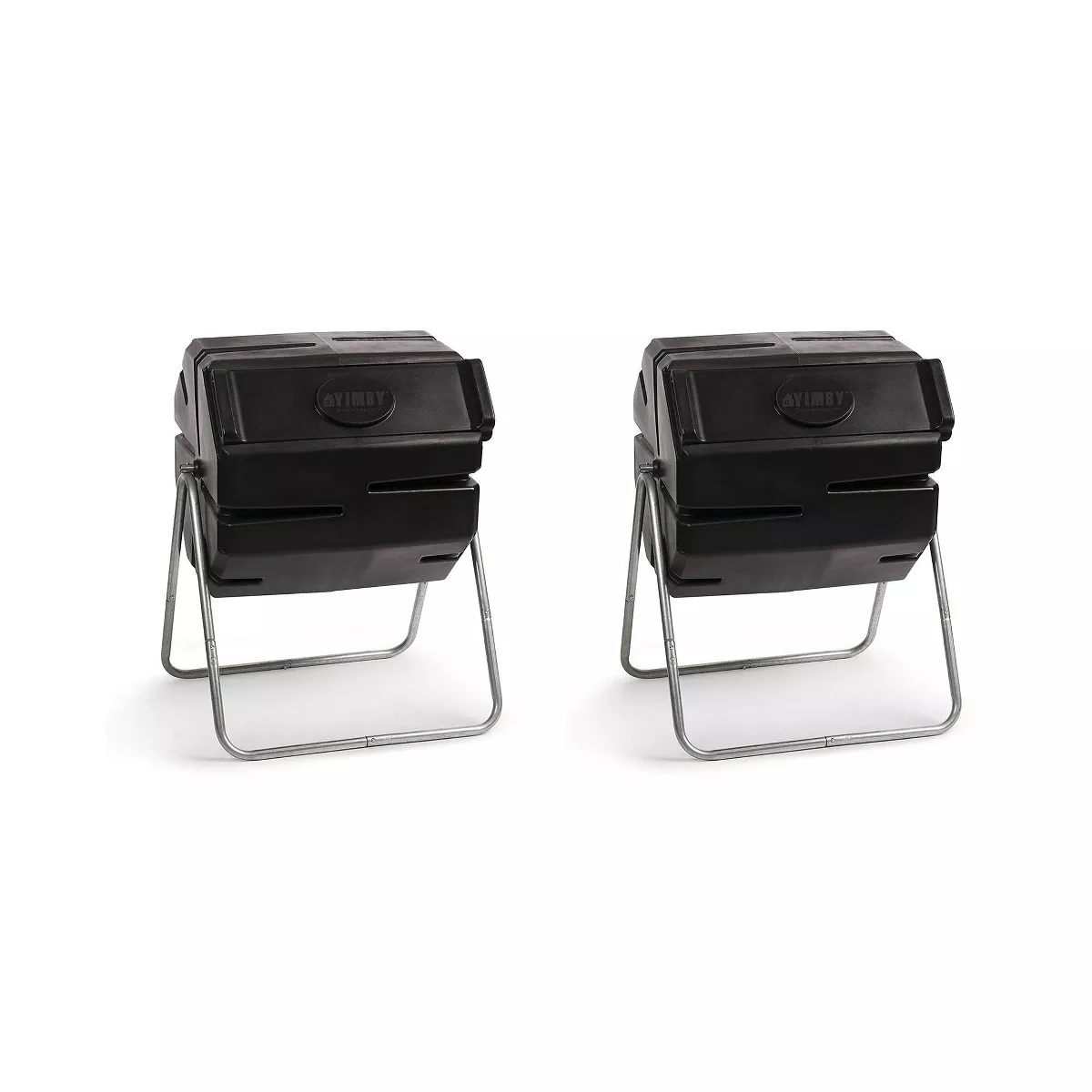 FCMP Outdoor 37 Gallon One Piece Tumbling Composter Bin for Soil (2 Pack)