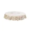 59" Dia Round Polyester Stain Resistant Rose Flower Embroidered Tablecloths Light Beige - PiccoCasa