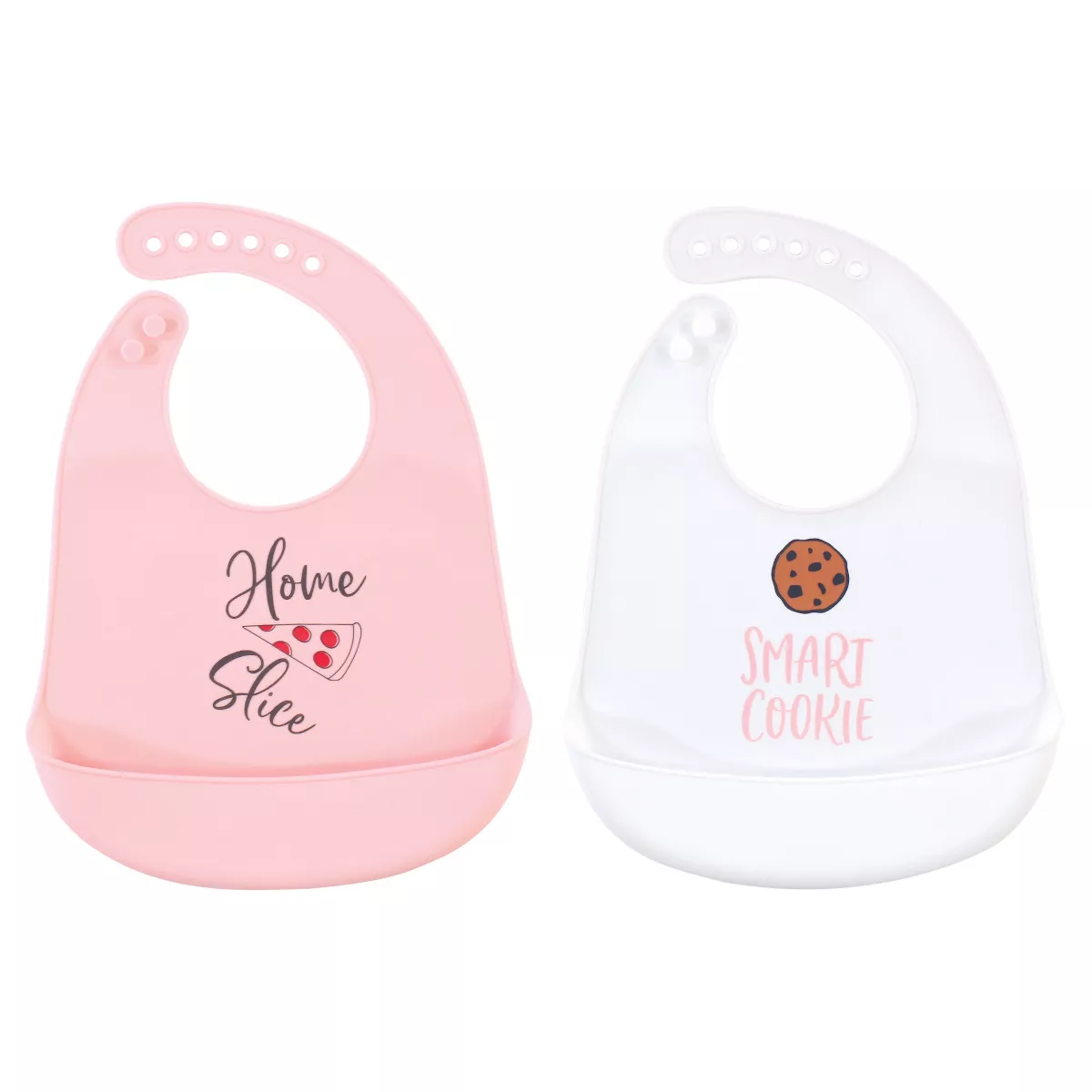 Hudson Baby Infant Girl Silicone Bibs 2pk, Home Slice, One Size