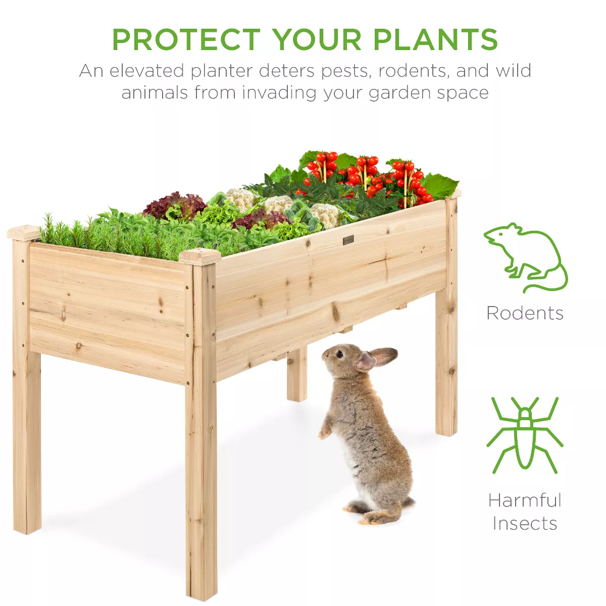 Best Choice Products 48x24x30in Raised Garden Bed, Elevated Wood Planter Box Stand for Backyard, Patio w/ Bed Liner