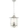 Franklin Iron Works Industrial Outdoor Light Hanging Lantern Brushed Nickel Damp Rated 19" Clear Seedy Glass for Porch Patio