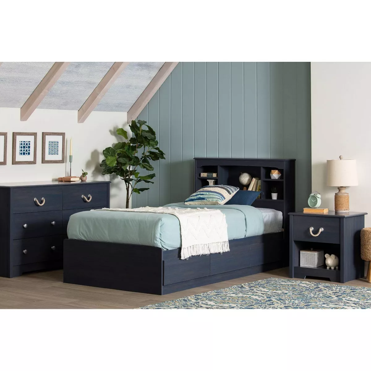 Navali 1-Drawer Nightstand Blueberry - South Shore