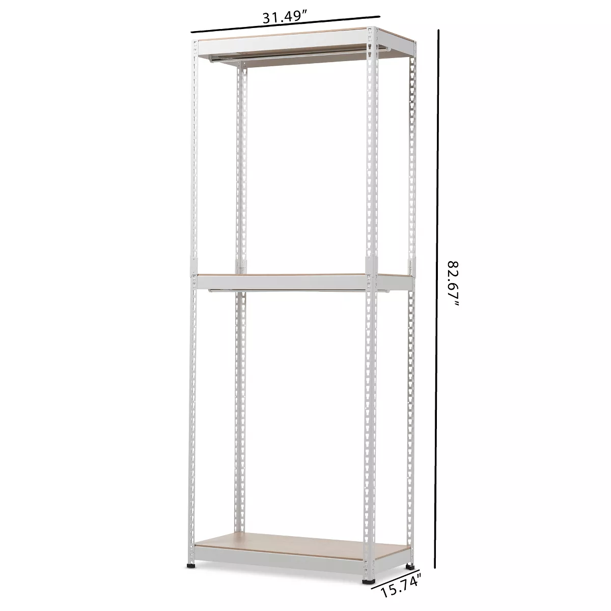 Gavin Metal 3 - Shelf Closet Storage Racking Organizer - White - Baxton Studio