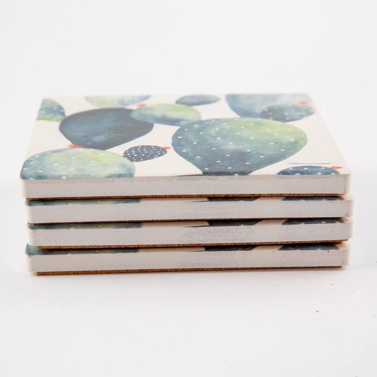 4pk Ceramic Watercolor Cactus Print Coasters - Thirstystone
