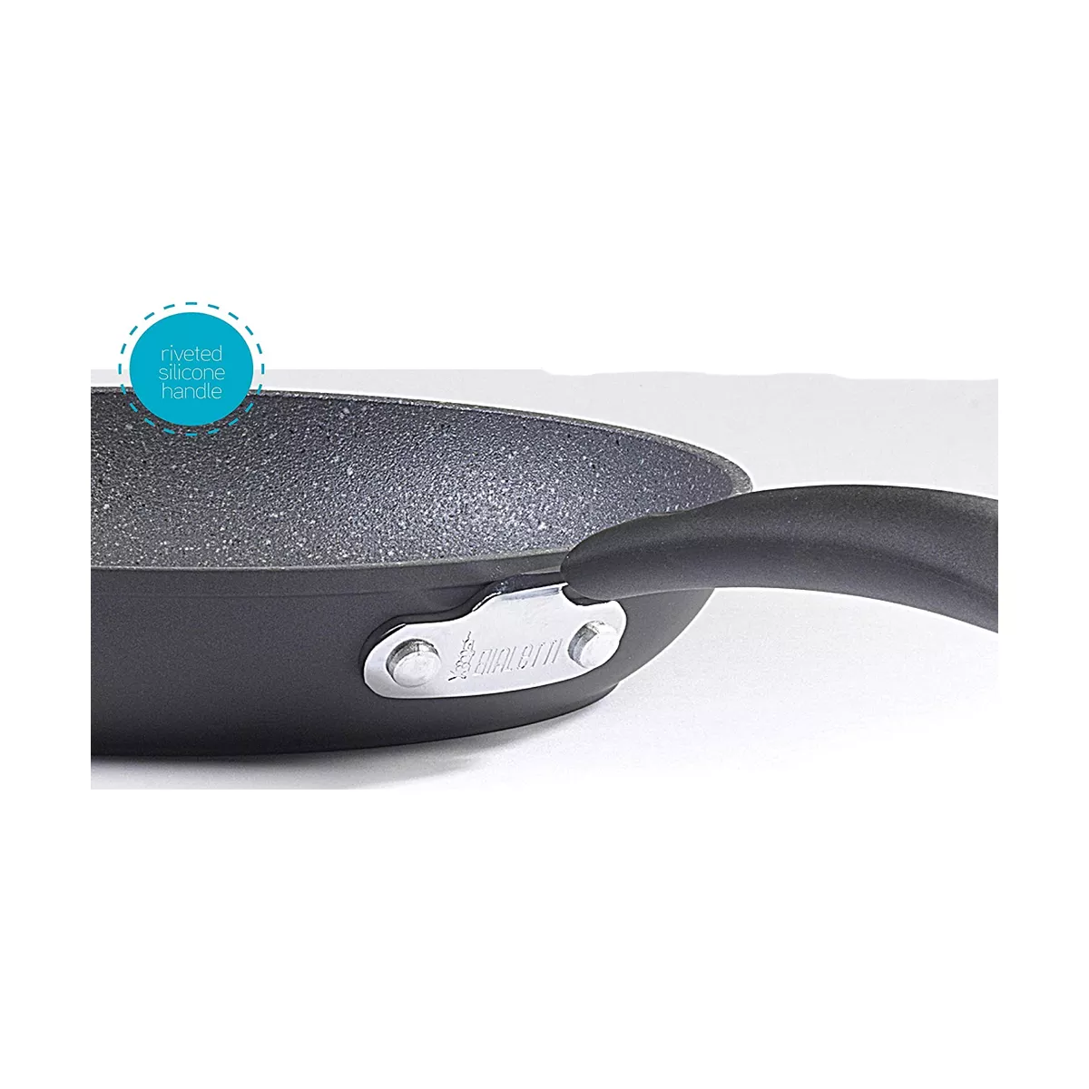 Bialetti 7556 Impact Covered Nonstick Heavy Gauge Aluminum Oven Safe 8 and 10 Inch Frying Pan Kitchen Set with Silicone Handles, 2 Pack, Gray