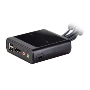 Monoprice 2-Port USB DisplayPort Cable KVM Switch, 4096x2160@30Hz With Remote Port Selector, Supports Microphone And Speakers