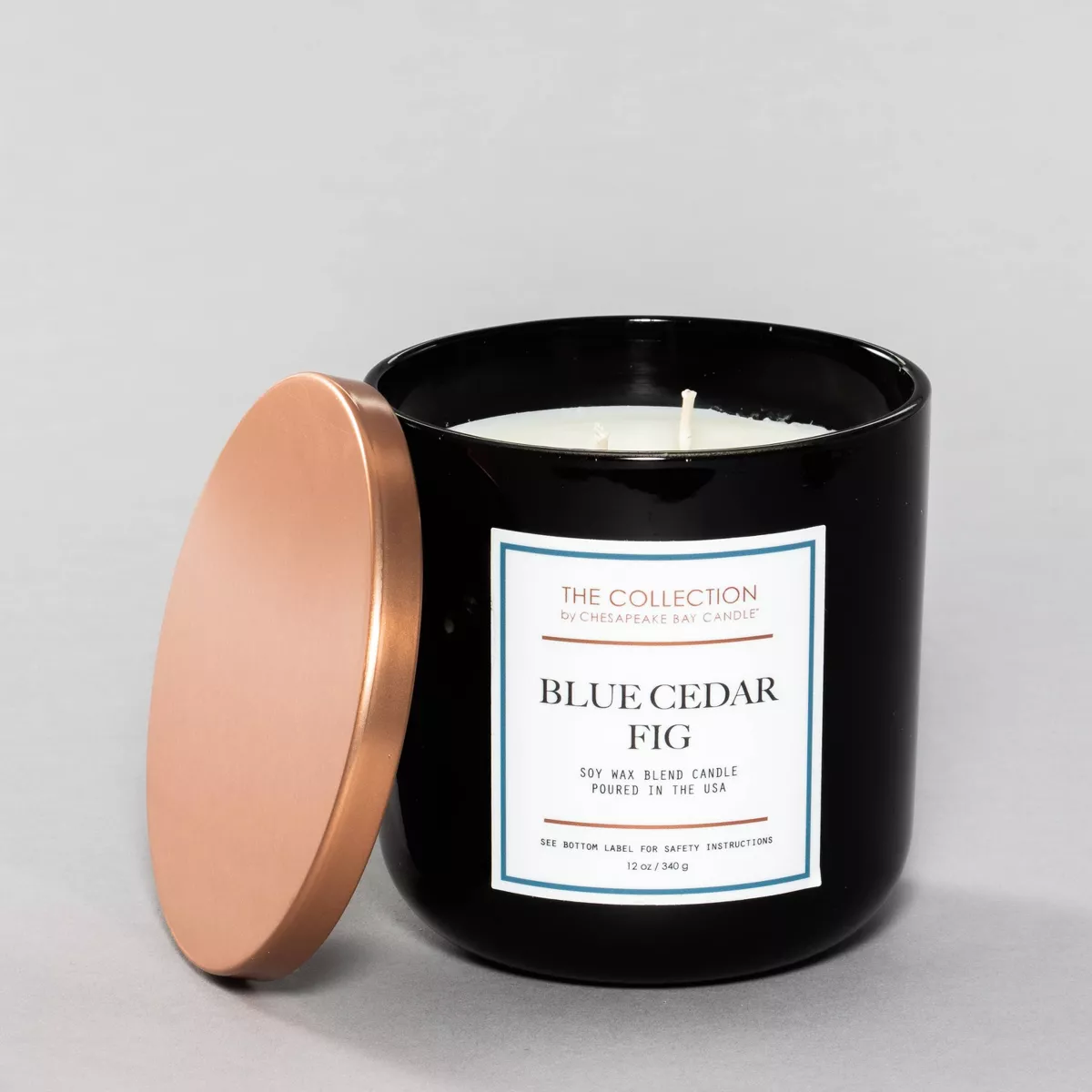 12oz Lidded Glass Jar 2-Wick Candle Blue Cedar Fig - The Collection By Chesapeake Bay Candle