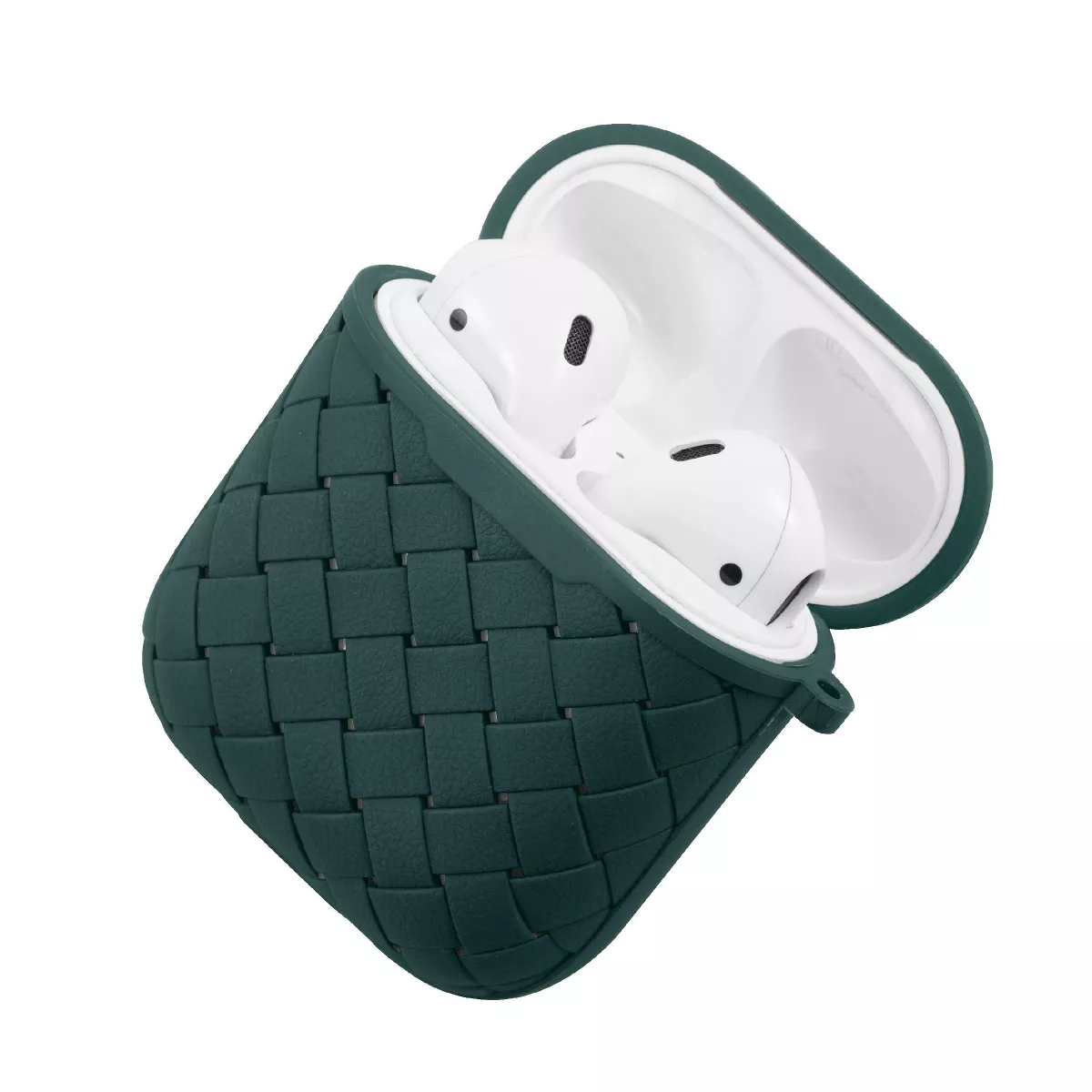 Insten Weave Shape Case For AirPods 1 & 2, Soft TPU Skin Cover with Carabiner, Green