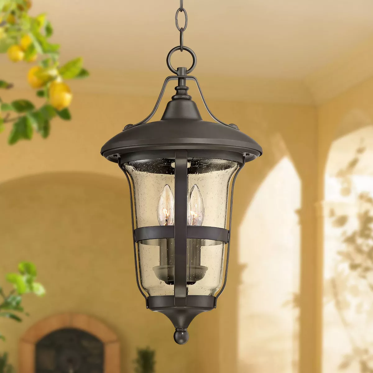 John Timberland Outdoor Ceiling Light Hanging Lantern Bronze 19