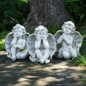 Northlight Set of 3 Sitting Cherub Angel Outdoor Patio Garden Statues 11