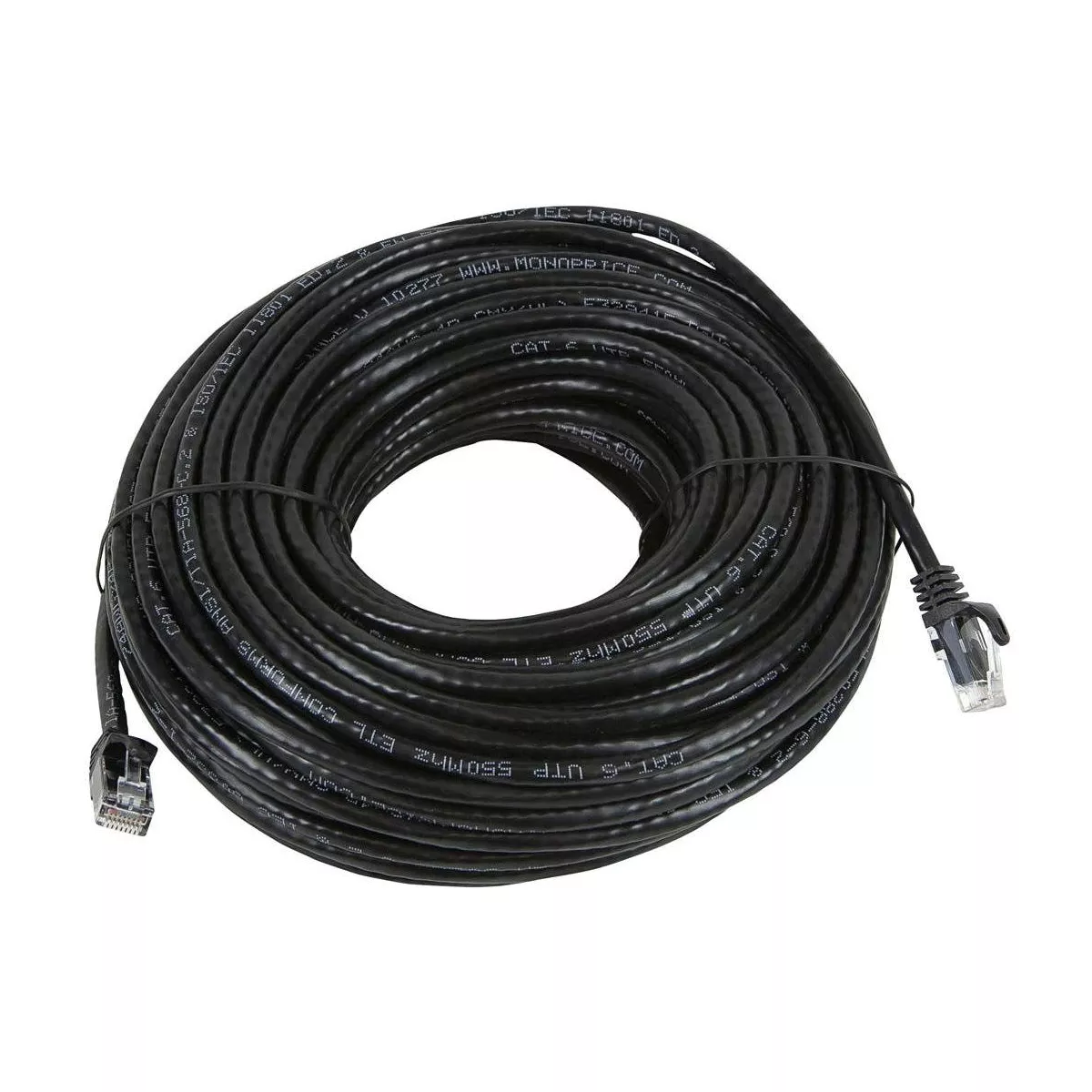 Monoprice Cat5e Ethernet Patch Cable - 100 Feet - Black | Network Internet Cord - RJ45, Stranded, 350Mhz, UTP, Pure Bare Copper Wire, 24AWG - Flexboot