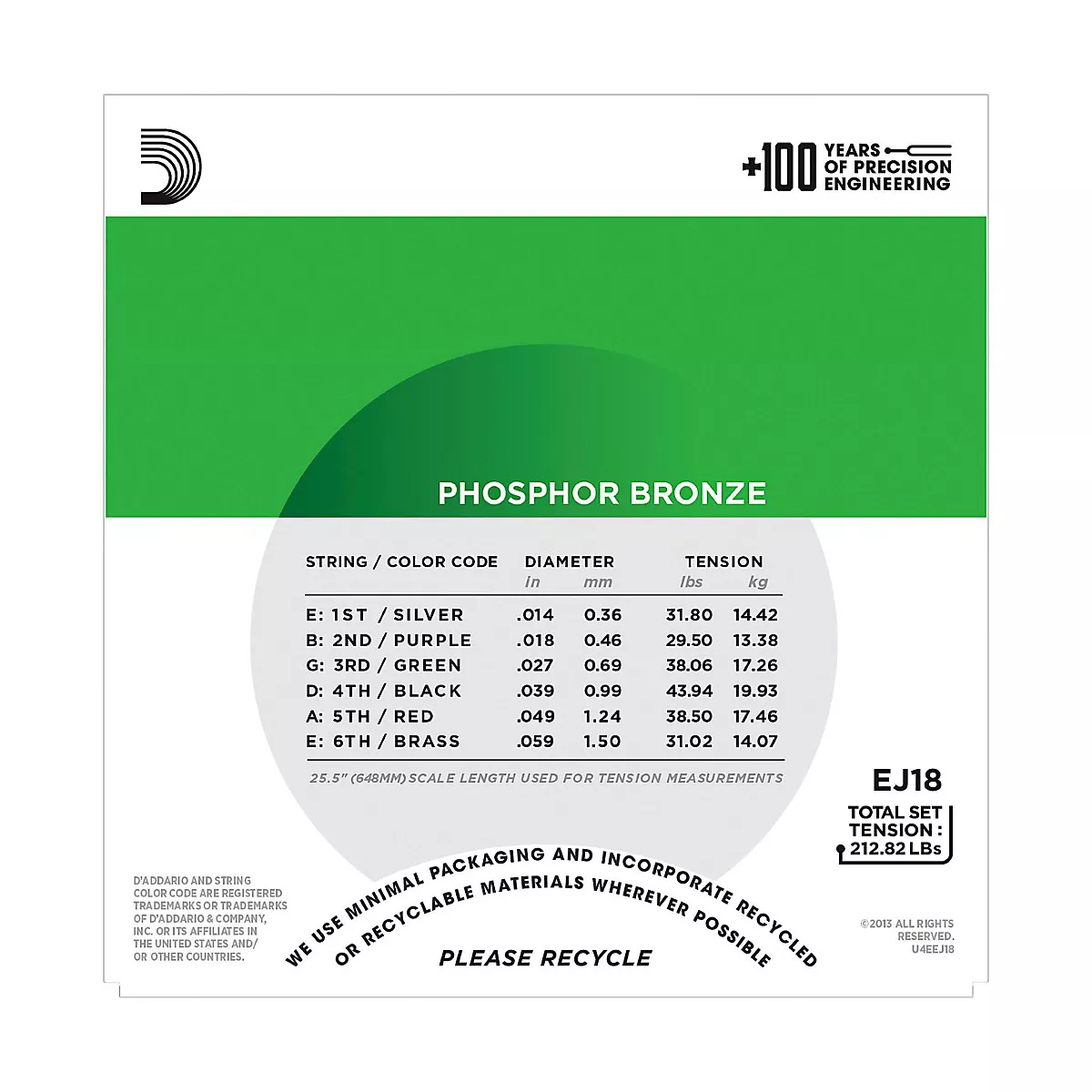 D'Addario EJ18 PB Heavy Acoustic Guitar Strings Set