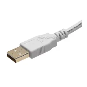Monoprice USB 2.0 Cable - 1.5 Feet - White | USB Type-A Male to USB Type-A Male, 28/24AWG, Gold Plated, 480 Mbps
