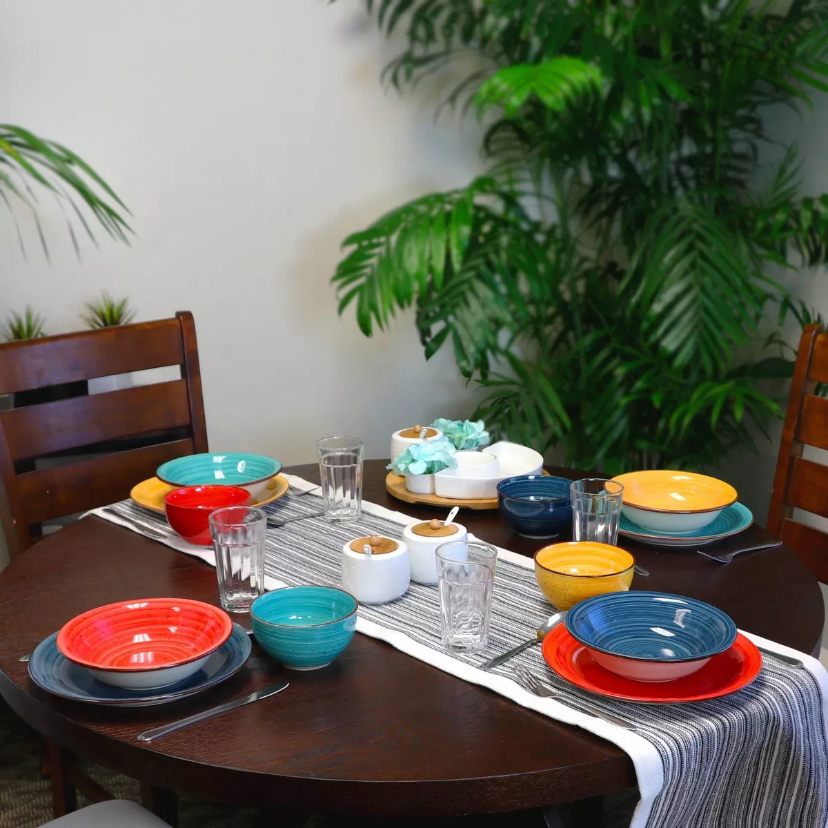 Gibson Home 28pc Stoneware Speckle Mix and Match Dinnerware Set