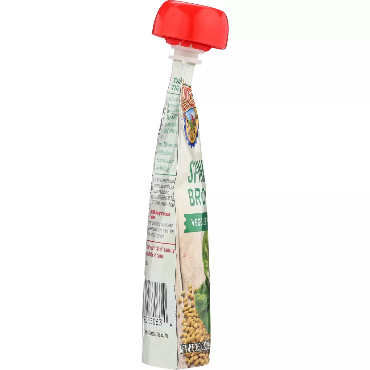 Earth's Best Organic Spinach Lentil Brown Rice Baby Food Pouch - 3.5oz
