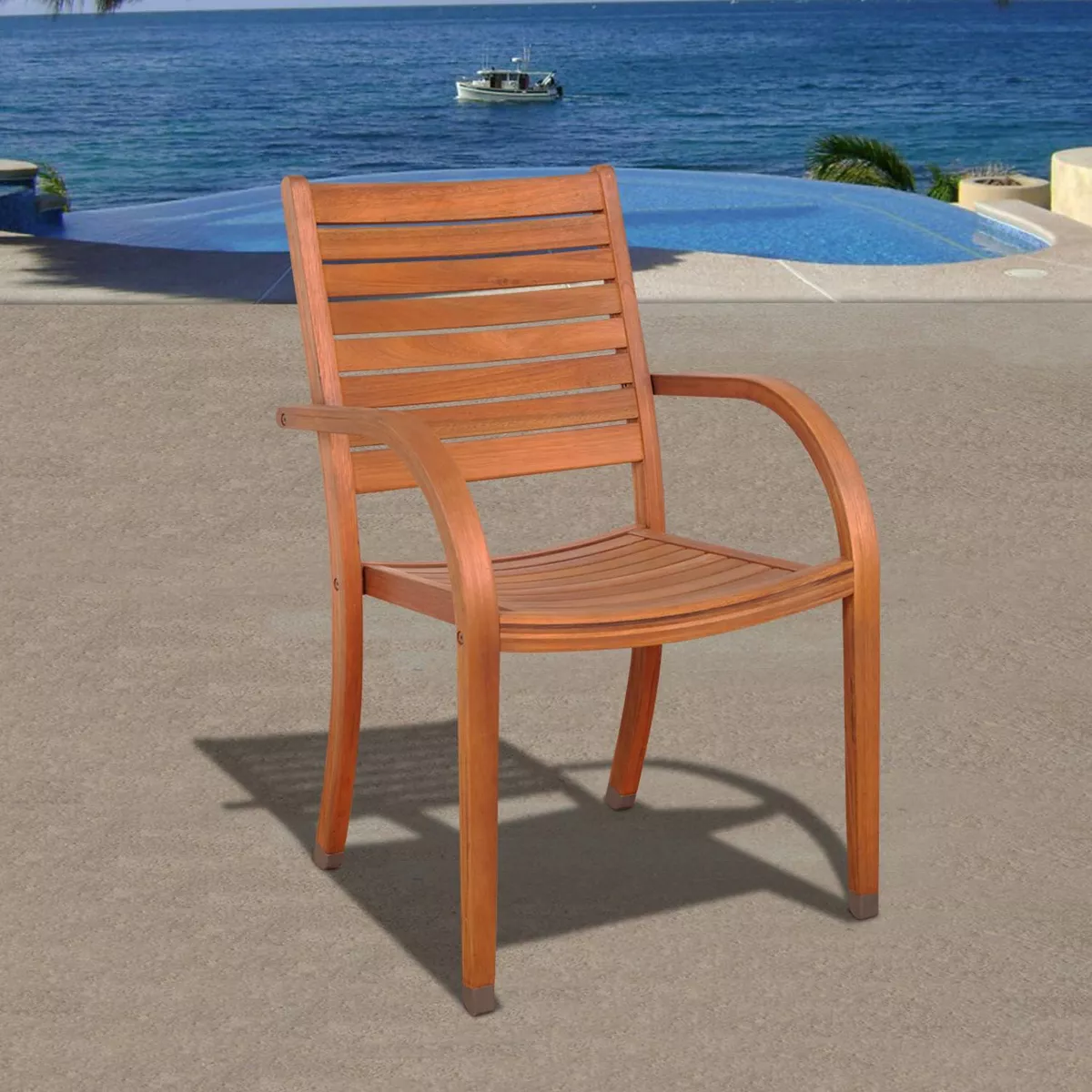 Arizona 4pc Patio Wood Dining Chair Set - International Home Miami
