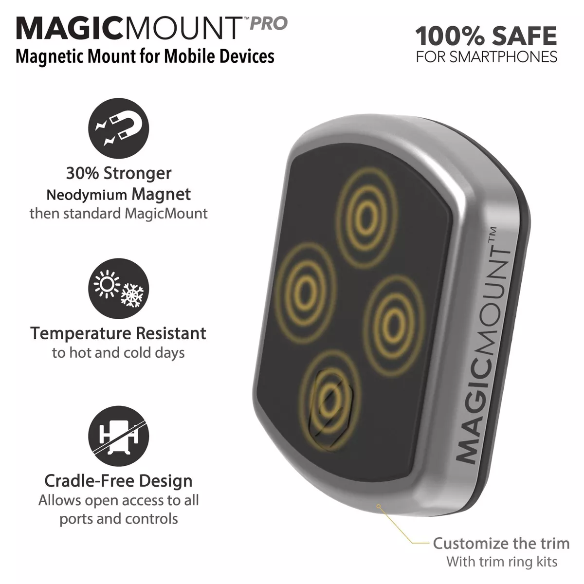 Scosche MagicMOUNT Pro Magnetic Window/Dash Mount - Black/Silver