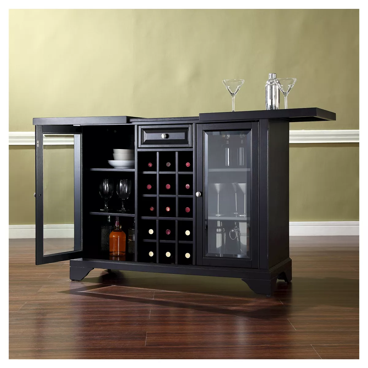 LaFayette Sliding Top Bar Cabinet - Black - Crosley