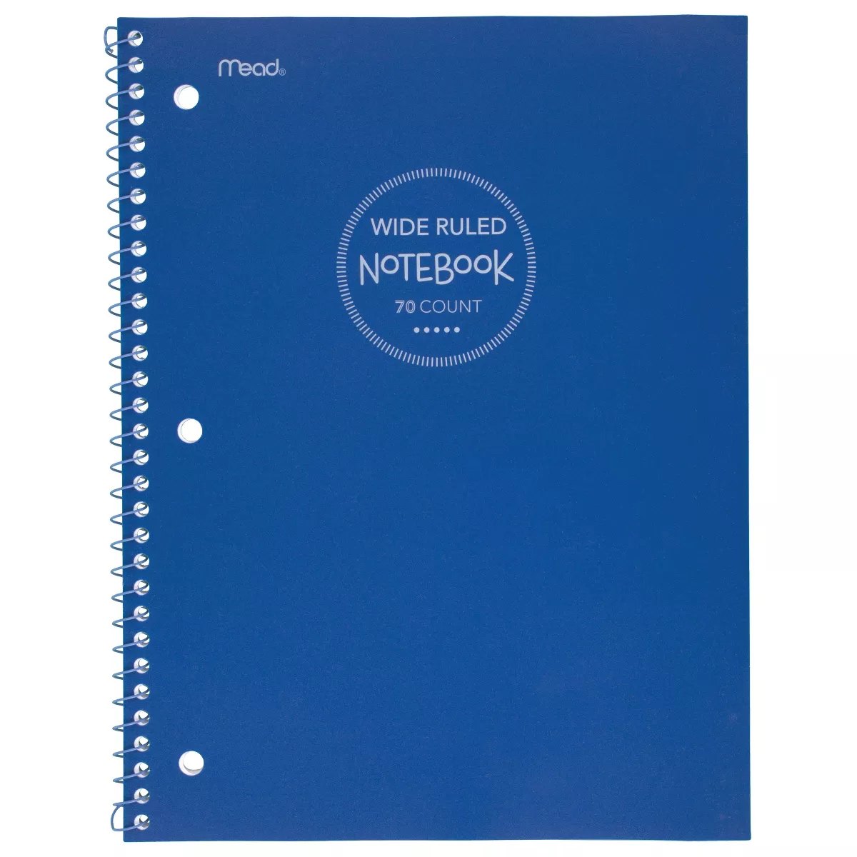 Mead 1 Subject Wide Ruled Spiral Notebook Blue