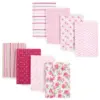 Hudson Baby Infant Girl Cotton Flannel Burp Cloths 8pk, Girl Aztec Stripes, One Size