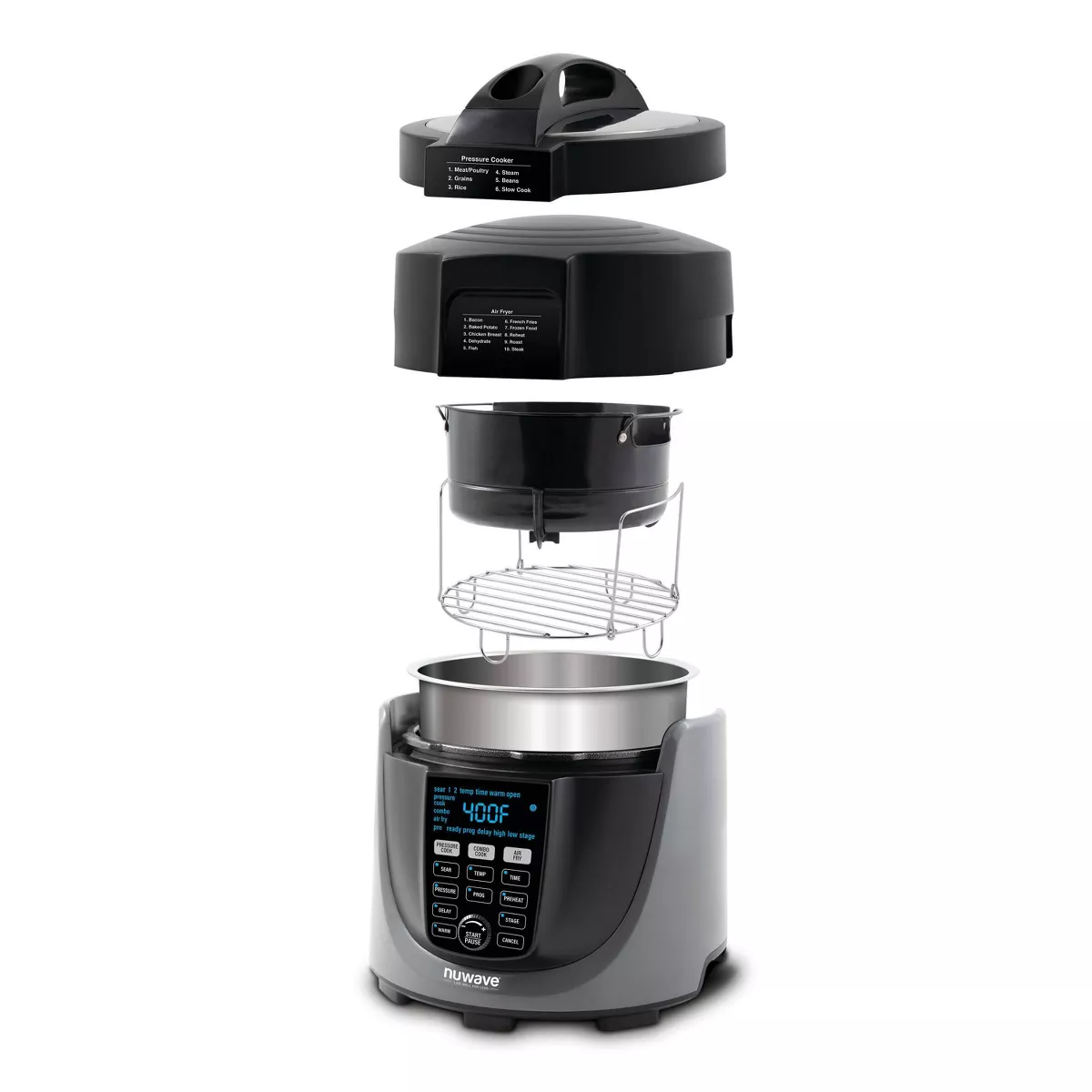 NuWave Duet 6qt Pressure Cooker and Air Fryer - Black