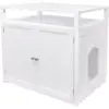 Arf Pets Cat Litter Box Enclosure, Furniture Large Box House with Table - White