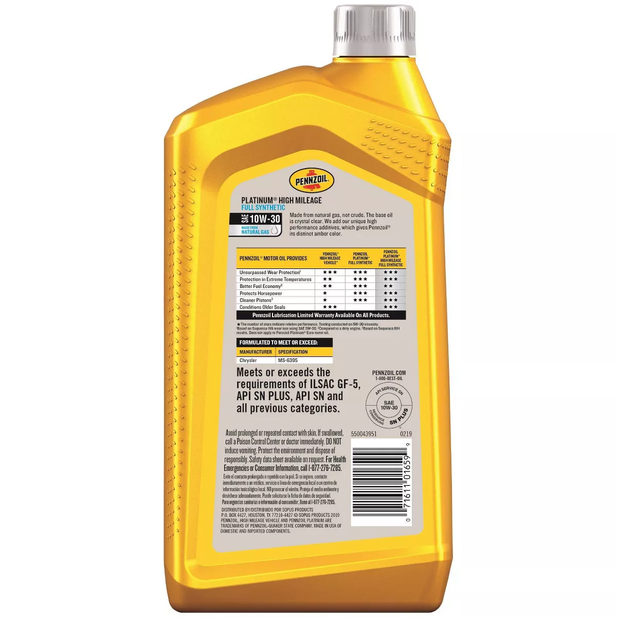 Pennzoil 10W-30 Platinum High Mileage