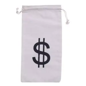 Juvale 12-Piece Money Bag Pouch with Drawstring Closure Canvas Cloth & Dollar Sign Symbol 4.7 x 9 in