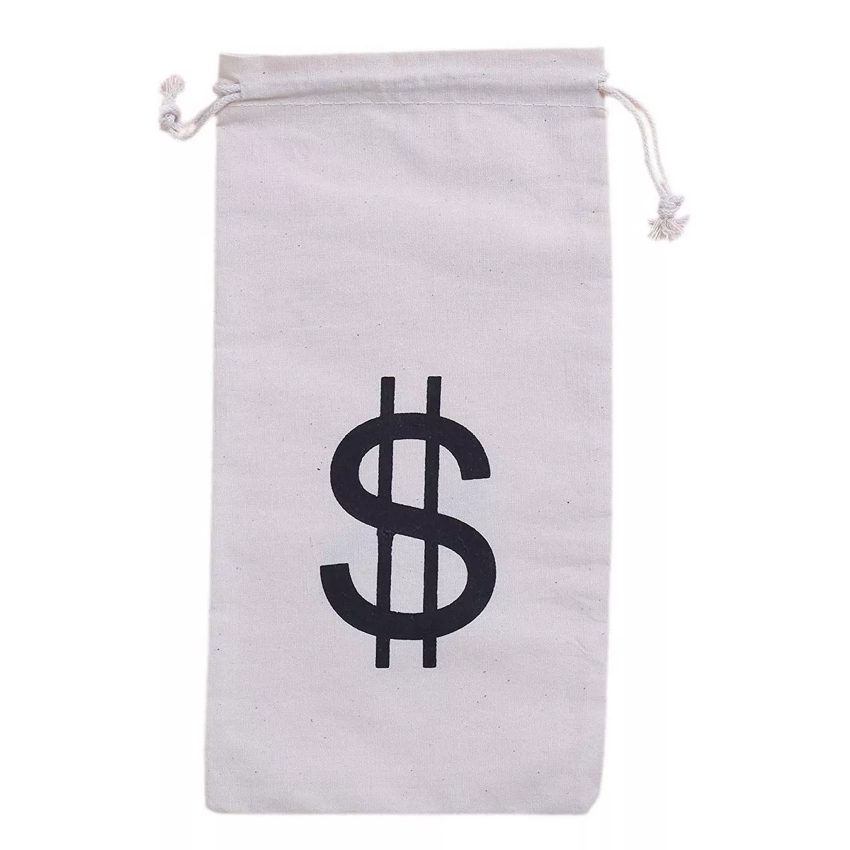 Juvale 12-Piece Money Bag Pouch with Drawstring Closure Canvas Cloth & Dollar Sign Symbol 4.7 x 9 in
