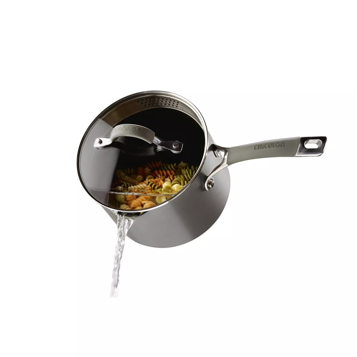 Circulon Elementum 3qt Hard Anodized Aluminum Nonstick Sauce Pan with Lid Gray