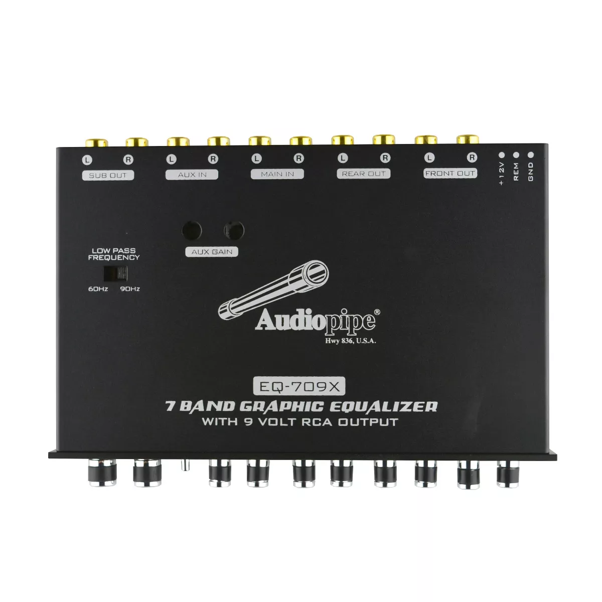 Audiopipe EQ-709X 7 Band 9 Volt Universal Half DIN Parametric Graphic Car Audio Equalizer for Car Stereo Sound System Subwoofer Speakers