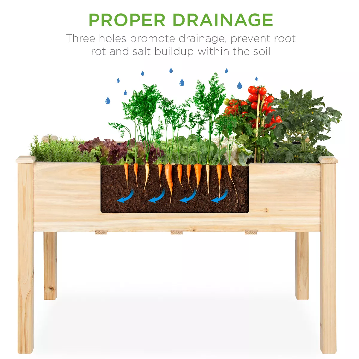 Best Choice Products 48x24x30in Raised Garden Bed, Elevated Wood Planter Box Stand for Backyard, Patio w/ Bed Liner