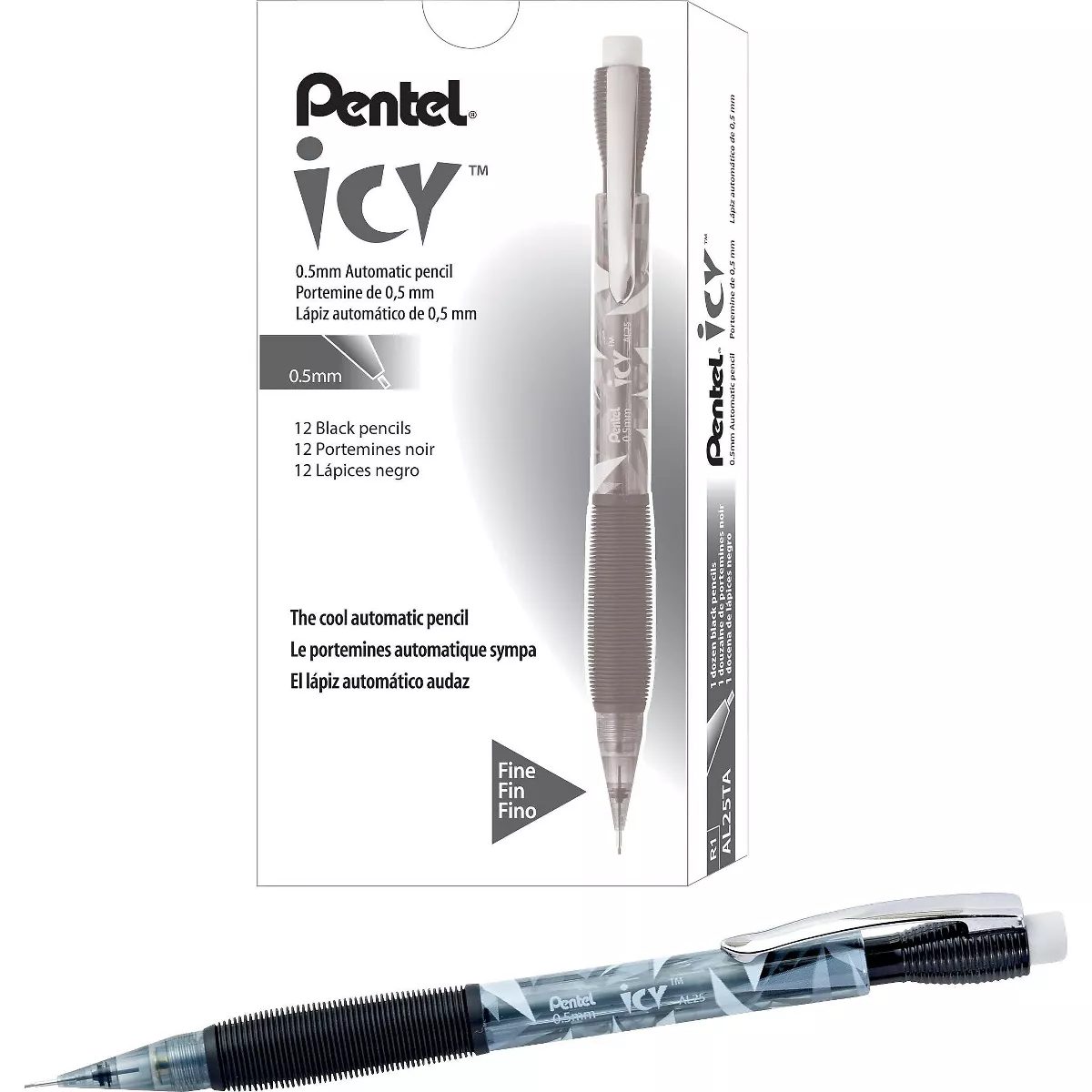 Pentel Icy Mechanical Pencil .5mm Trans Smoke Dozen AL25TA