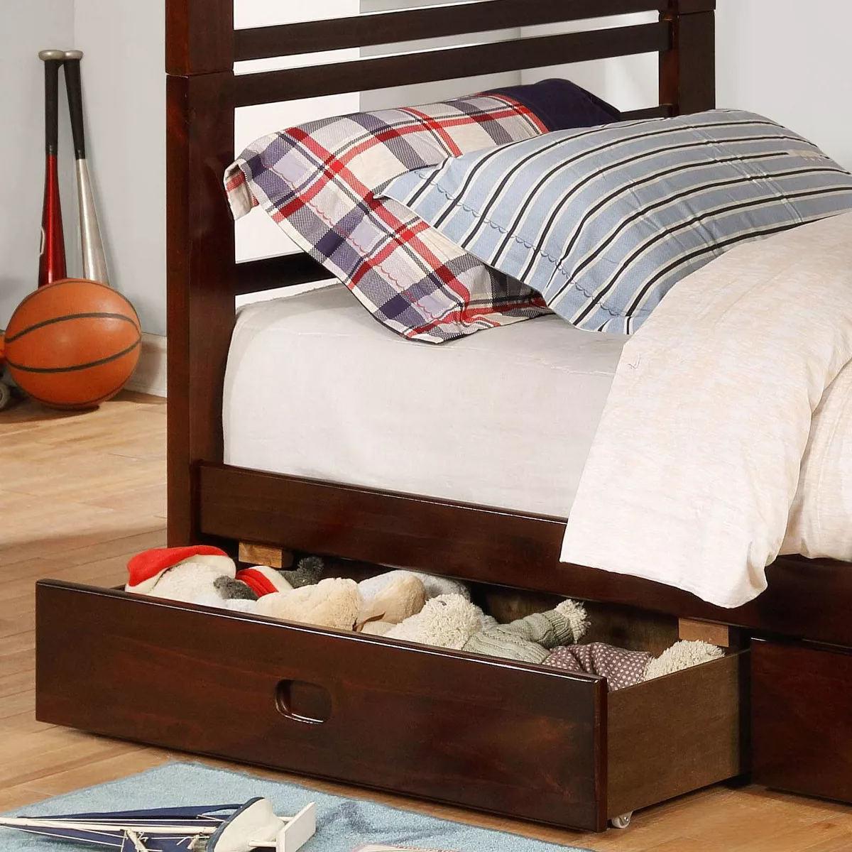 Twin Over Twin Kids' Emma Bunk Bed Dark Walnut - ioHOMES
