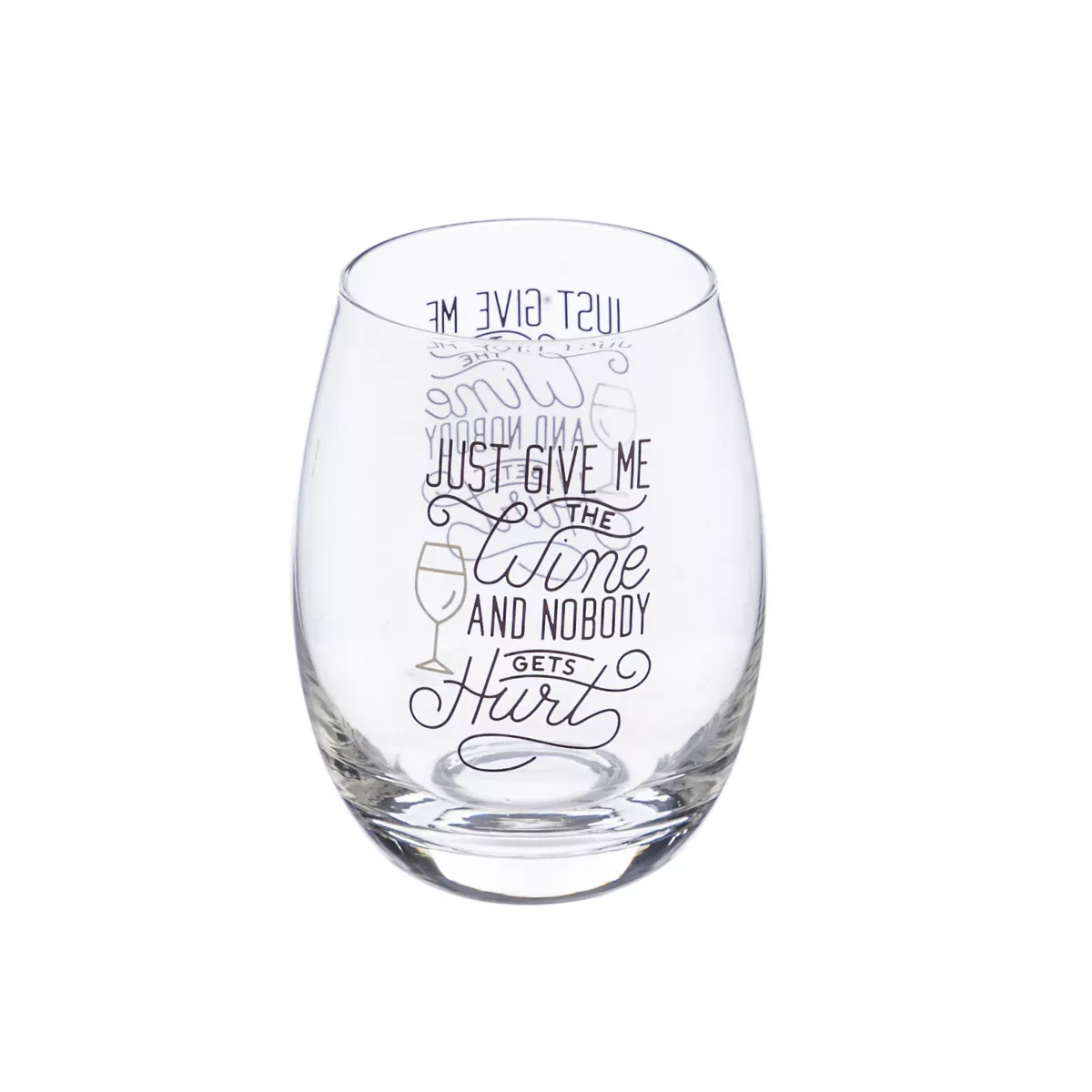 Evergreen Cypress Home Stemless Wine Glass w/ Box, 17 OZ, Just give me the wine and nobody gets hurt