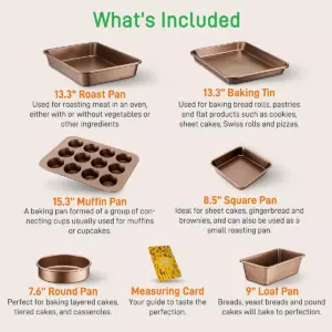 NutriChef Metallic Nonstick Ceramic Cooking Kitchen Cookware Pots and Pan Baking Set with Lids and Utensils, 20 Piece Set, Bronze (2 Pack)