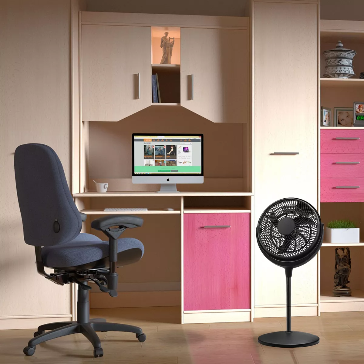 Kool Zone 12in Circulator Stand Fan in Black