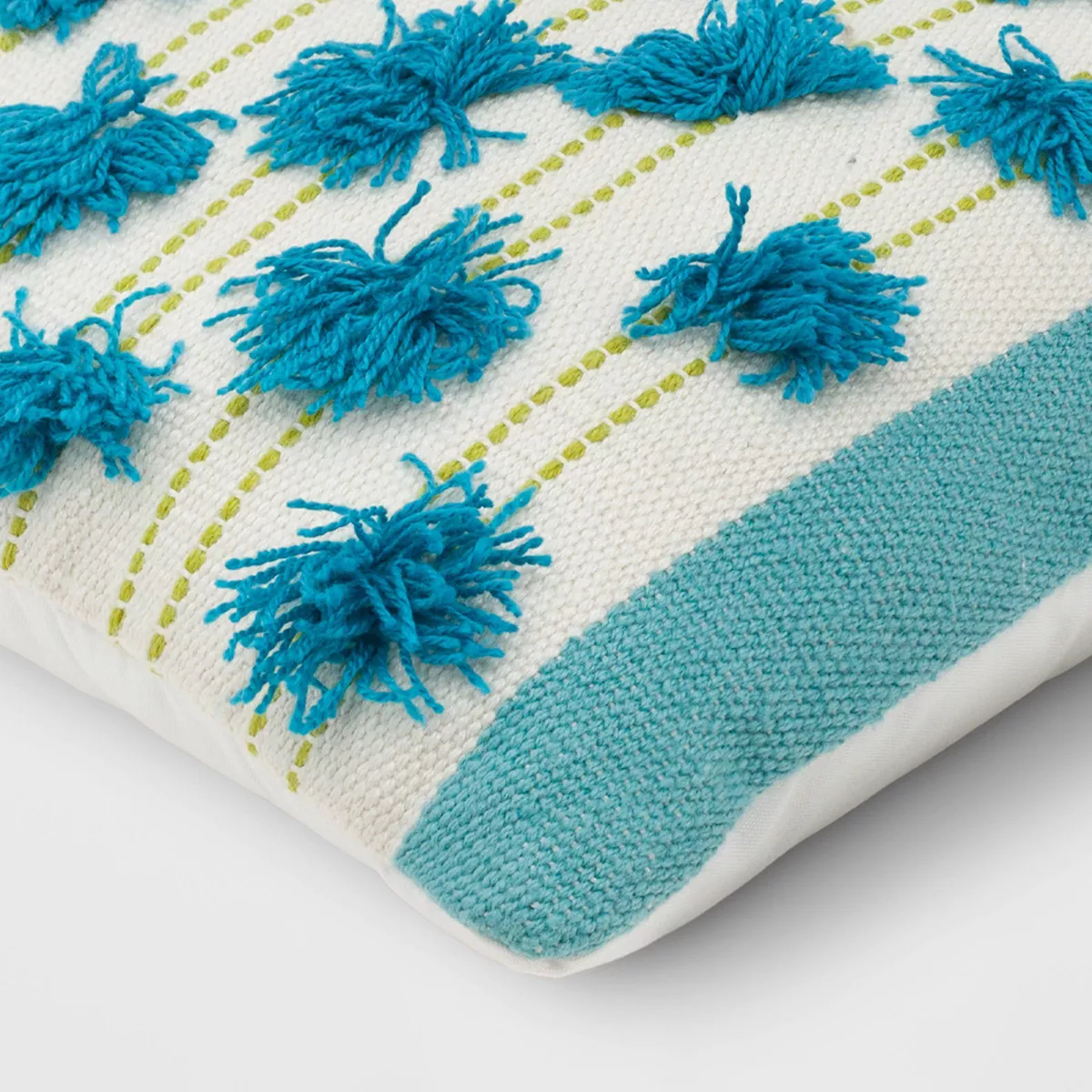 Decorative Throw Pillow Blue Pom Stripes - Opalhouse™