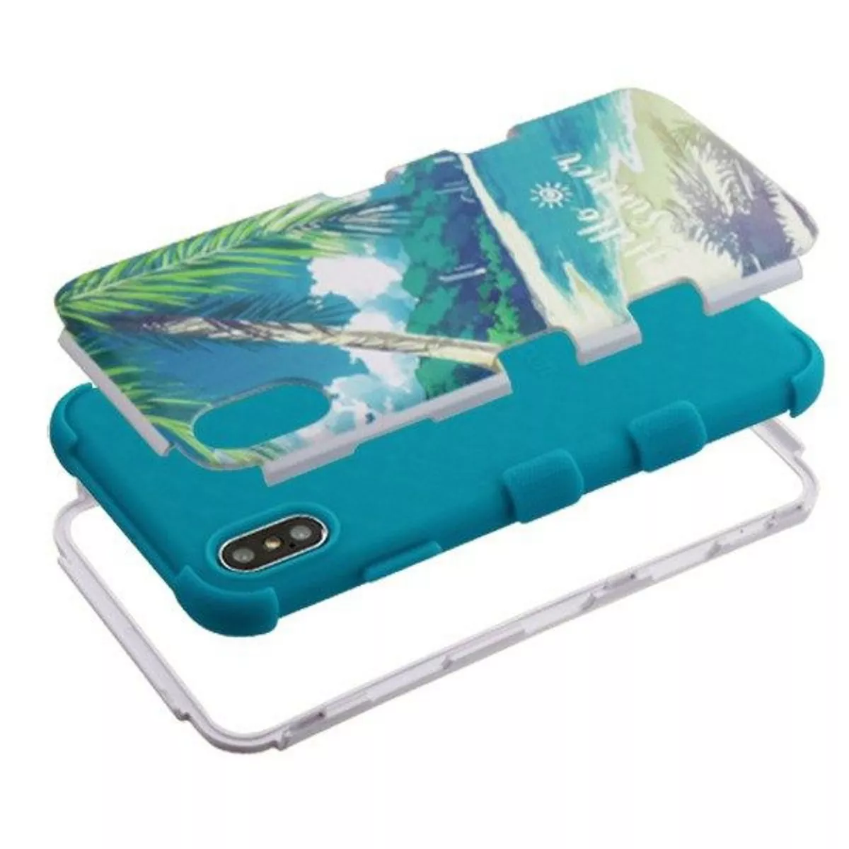 MYBAT For Apple iPhone XS Max Teal Palm Beach Tuff Hard TPU Plastic Case Cover