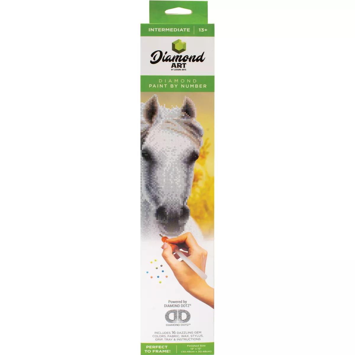 Leisure Arts Diamond Art Intermediate Kit 14.6X14.6"-White Horse